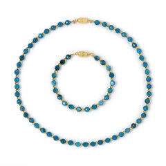 Zilveren set met neon blauwe apatieten (Riya)