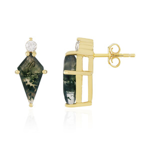 Boucles d'oreilles en argent et Agate mousse