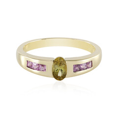 Nicht erhitzter Gelber Tansanit-Goldring (Adela Gold)