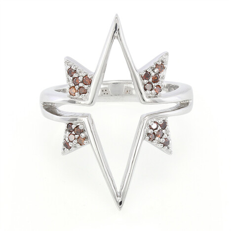 Roter Cognac-Brillant-Silberring