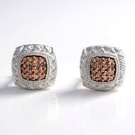 Pendientes en plata con Diamante champán