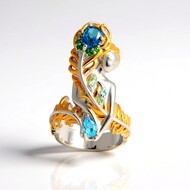 Bague en argent et Topaze bleu de Londres (Gems en Vogue)