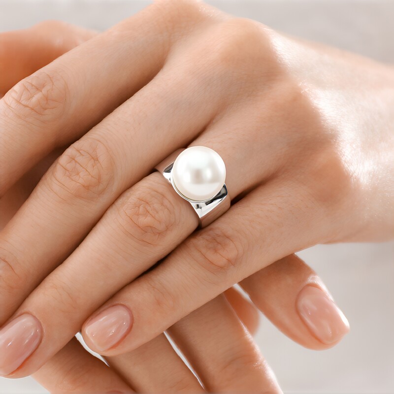 Anillo en plata con Perla blanca Freshwater