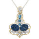 Zilveren halsketting met kobaltblauwe glitter kwartskristallen (Gems en Vogue)