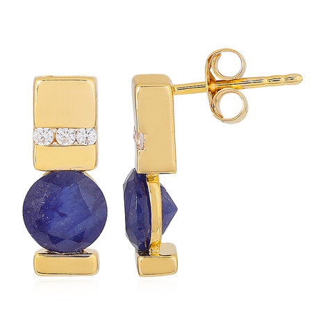 Blauer Madagaskar-Saphir-Silberohrringe