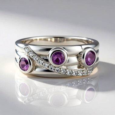 Bague en argent et Améthyste d'Uruguay