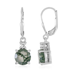 Pendientes en plata con Ágata de musgo
