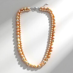Collana in argento con Perla d'Acqua Dolce Arancione