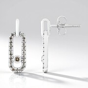 I2 Brown Diamond Silver Earrings