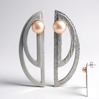Orecchini in argento con Perla d'Acqua Dolce Arancione (TPC)
