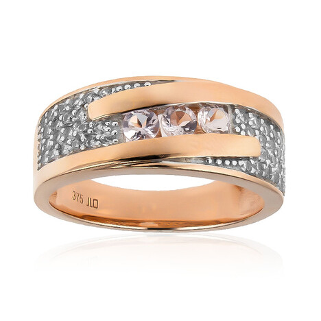 Gouden ring met Onverhitte Roze Berilstenen