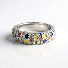 Anello in argento con Zaffiro Fancy