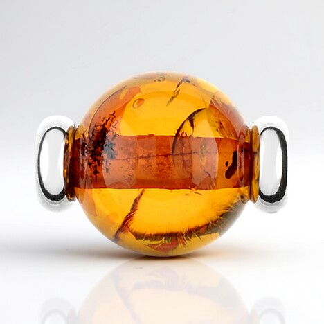 Ciondolo in argento con Ambra Baltica Cognac (MONOSONO COLLECTION)