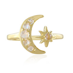 Bague en argent et Pierre de Lune arc-en-ciel