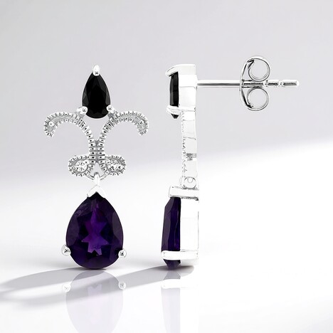 Boucles d'oreilles en argent et Améthyste de Zambie