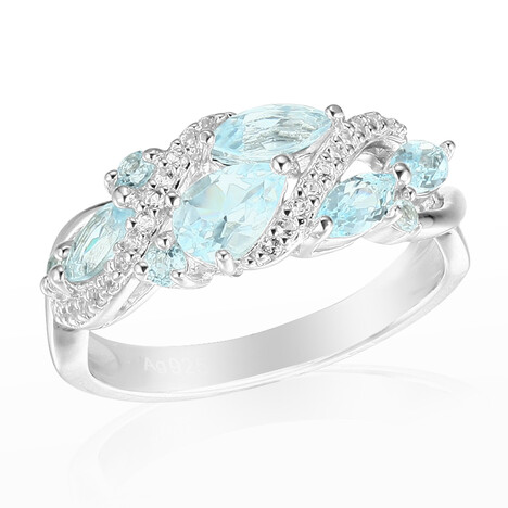 Anello in argento con Topazio Blu Cielo