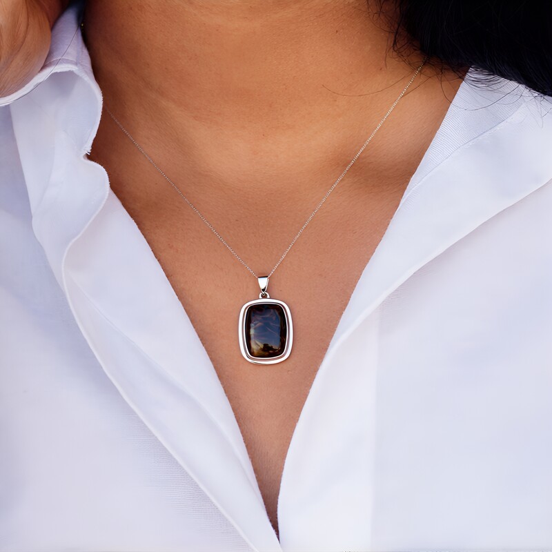 Golden Pietersite Silver Pendant