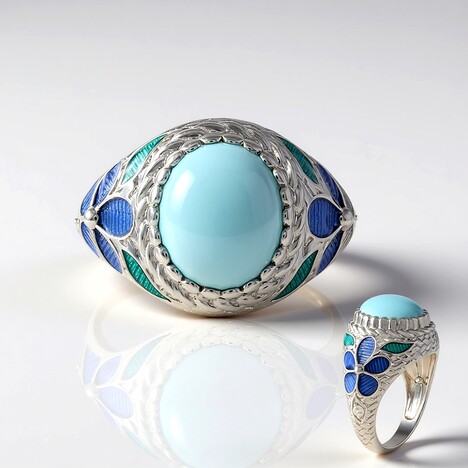 Anello in argento con Calcedonio Blu (Adela Silber)