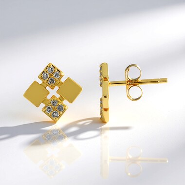 Boucles d'oreilles en argent et Diamant I4 (J)