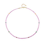 Zilveren halsketting met Ceylon roze saffieren