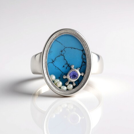 Anello in argento con Howlite Blu