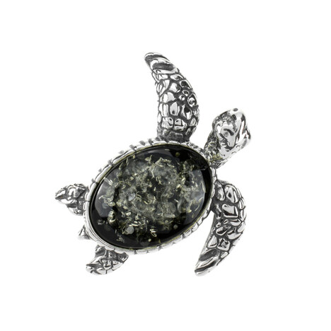 Green Baltic Amber Silver Pendant (dagen)