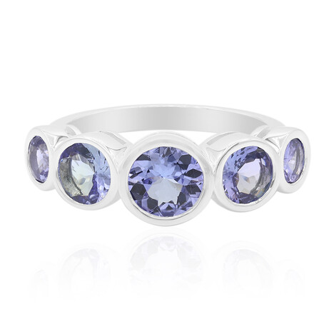 Zilveren ring met een Onverhitte Tanzaniet