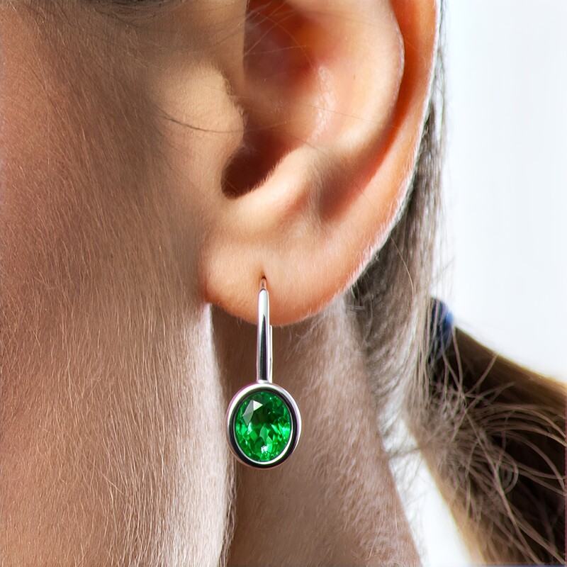 Boucles d'oreilles en argent et Quartz vert émeraude