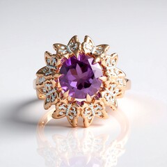 Anello in argento con Ametista Rose de France (Gems en Vogue)