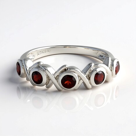 Anello in argento con Granato Mozambico