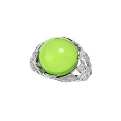 Anillo en plata con Ámbar colombiano verde