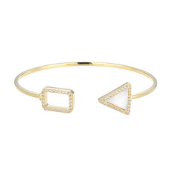 White Quartz Silver Bangle
