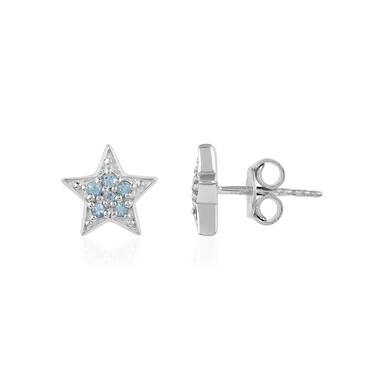 Pendientes en plata con Topacio azul suizo