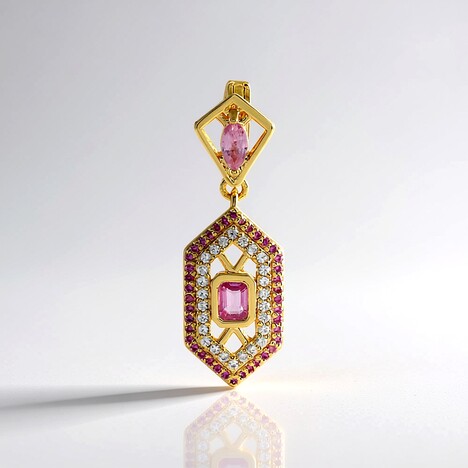 Ciondolo in argento con Zaffiro Ceylon Rosa (non riscaldato)