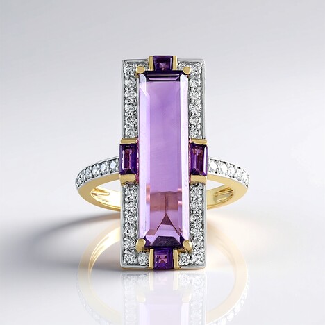Anello in oro con Ametista Zambiana (SUHANA)