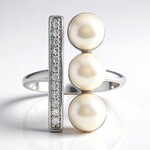 Anello in argento con Perla d'Acqua Dolce Bianca (TPC)