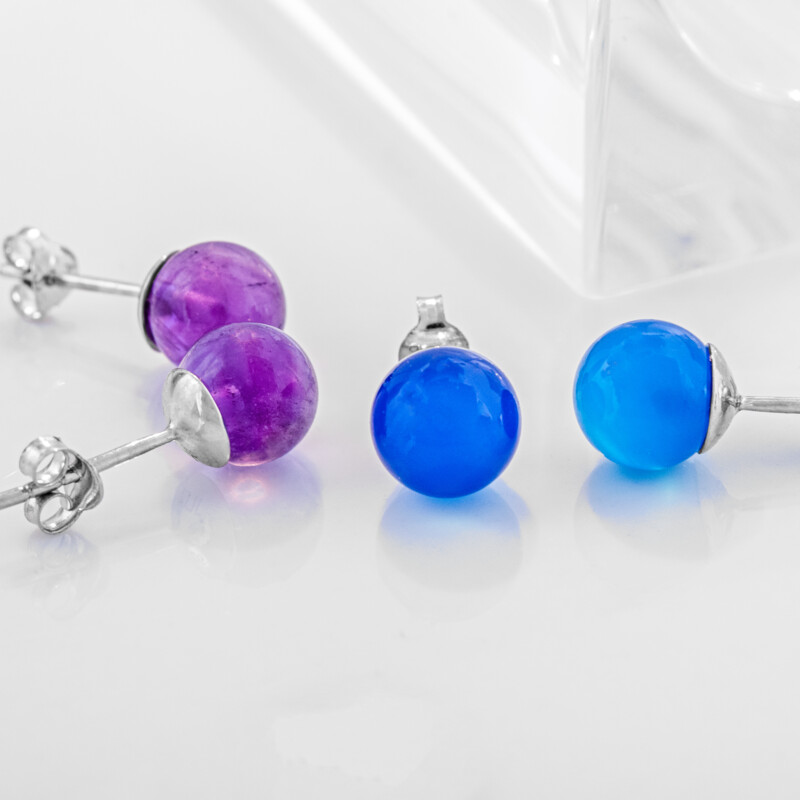 2er Set Edelstein-Silberohrringe