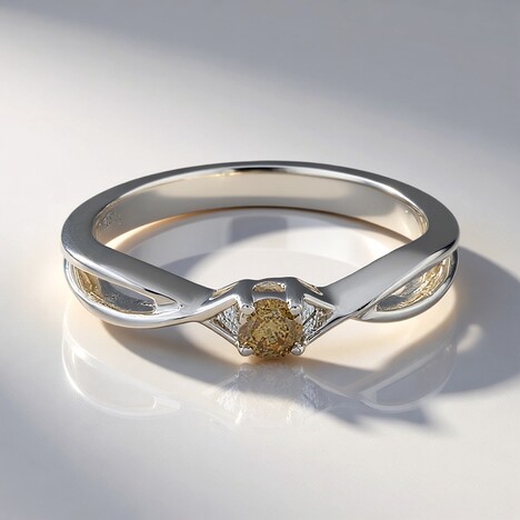 Anello in argento con Diamante Champagne I3