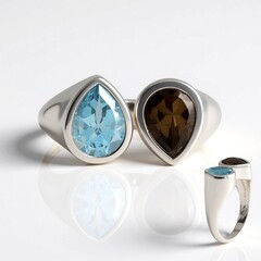 Anello in argento con Quarzo Fumè