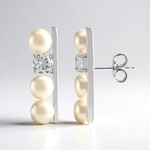 Boucles d'oreilles en argent et Perle blanche de culture d'eau douce (TPC)