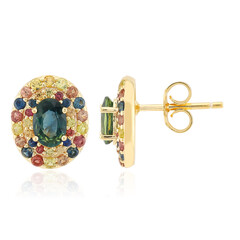 Zilveren oorbellen met Petrolkleurige saffieren