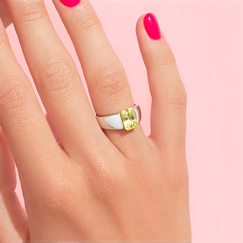 Canary Kunzite Silver Ring