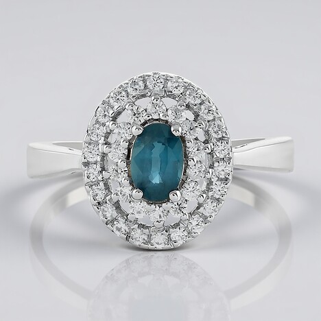 Anello in argento con Cianite Blu Foglia di Tè