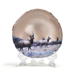 Grauer Achat-Scheibe Hirsch