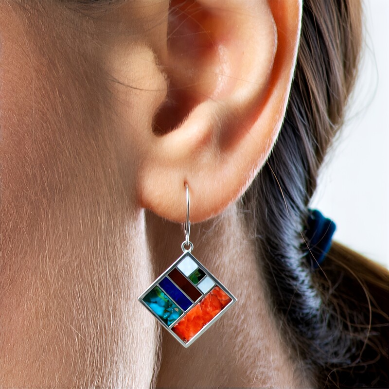 Orange Spiny Oyster Shell Silver Earrings (Jones Lee)