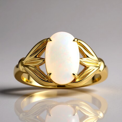 Anello in oro con Opale Bianco Brasiliano
