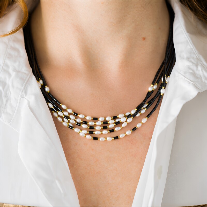 Collana in argento con Ematite Nera (Riya)