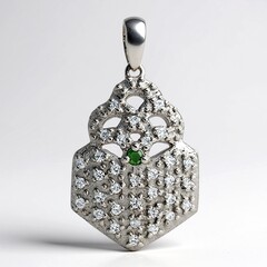 Ciondolo in argento con Diamante Verde Foresta