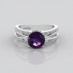 Bague en argent et Améthyste de Sibérie
