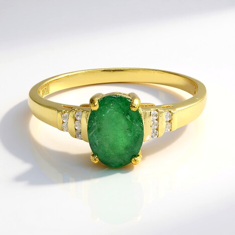 Anello placcato in oro con Smeraldo Bahia